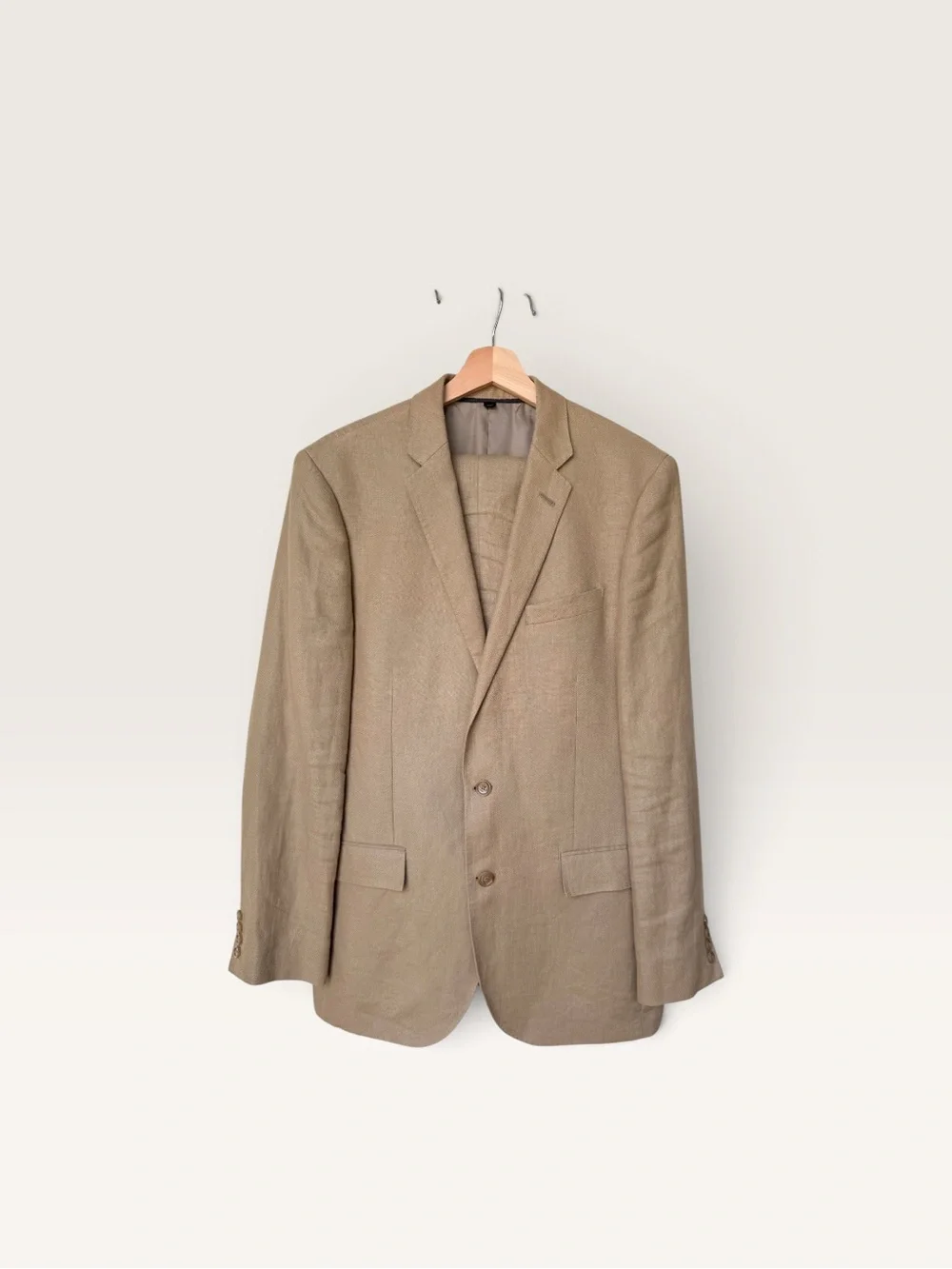 J.Crew Full Ludlow Linen Suit in Camel Tan Pants/Jacket, size 40 L Baird McNutt